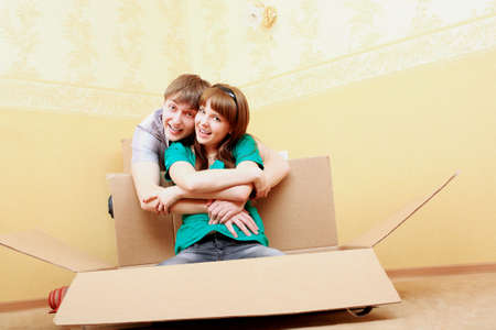 Family theme: new home, happy family.の写真素材