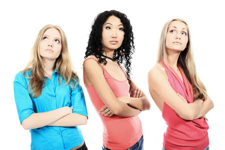 Group of a modern young women. Fashion, education, holidays.の写真素材