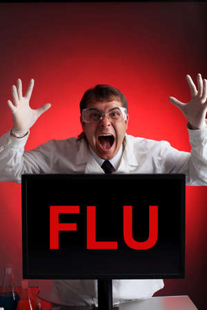 Medical theme: a doctor with threatening emotions.の写真素材