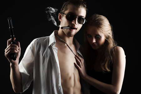 Portrait of a sexual couple. Shot in a studio.の写真素材