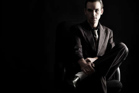 Portrait of a handsome young man in elegant suit.の写真素材