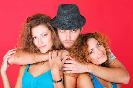 Group of a modern young people. Fashion, education, holidays.の写真素材