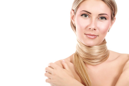 Portrait of a styled professional model. Theme: healthcare, beauty, fashion