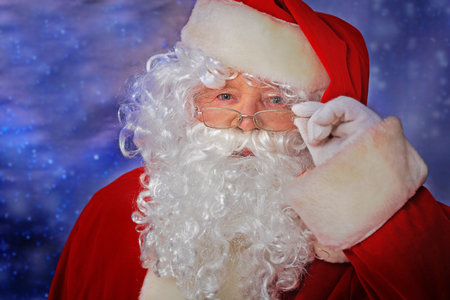 Christmas theme: Santa Claus, snowy design.