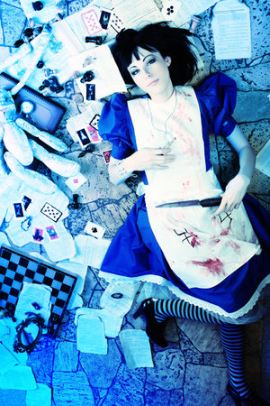 Portrait of a young woman dressed as Alice in Wonderland, video game.のeditorial素材