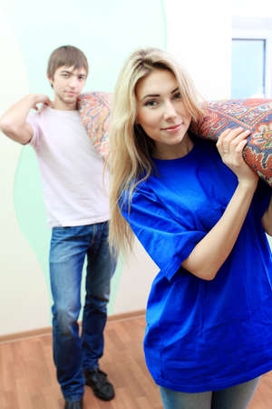 Happy family making repairs at their new home.の写真素材