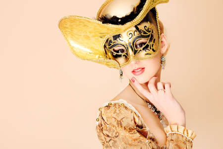 Portrait of a beautiful woman in medieval era dress. Shot in a studio.の写真素材