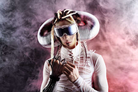 Shot of a futuristic young man with wires.の写真素材