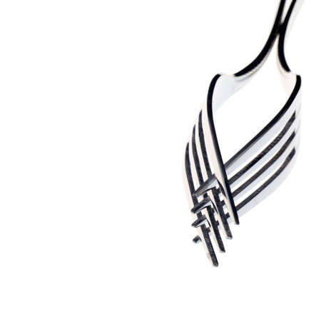Two silver forks isolated over white background.の写真素材