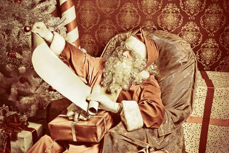 Christmas theme: Santa gifts, ina a interior.の写真素材