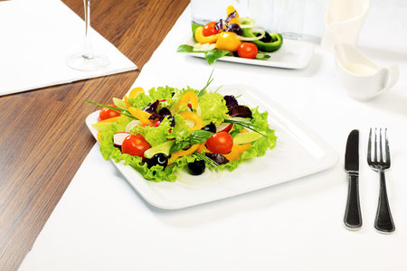 Food theme: fresh vegetable salad, side dishes.の写真素材