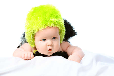 Beautiful baby. Shot in a studio. Isolated on white.の写真素材