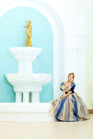 Portrait of a beautiful woman in medieval era dress.の写真素材