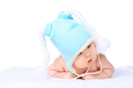 Beautiful baby. Shot in a studio. Isolated on white.の写真素材
