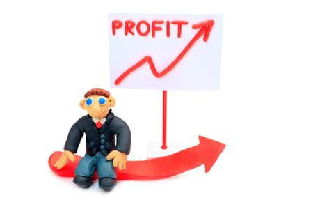 Shot of a plasticine businessman in a suit. Isolated over white background.の写真素材