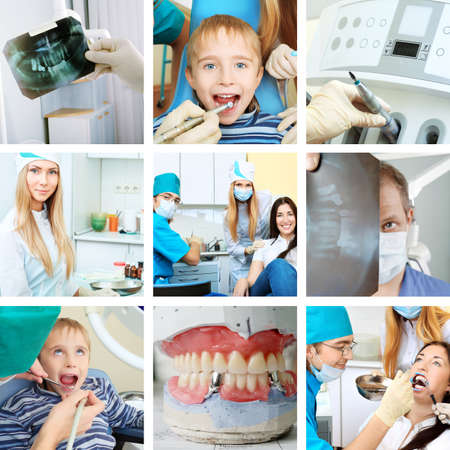 Dental collge: work in clinic (dental surgery, healthcare, medicine) の写真素材