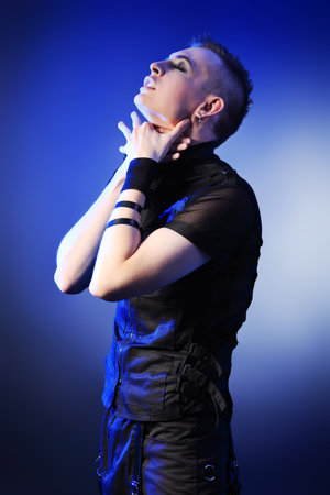 Shot of a shouting skinhead man. 