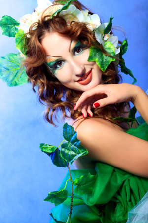 Portrait of a dreamy fairy girl. の写真素材