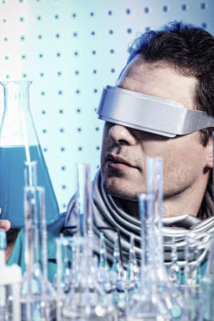 Medical theme: futuristic scientist is working in a laboratory. の写真素材