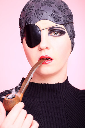 Fashion shot of an extravagant model. 