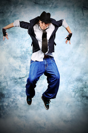Modern woman dancing at studio.  