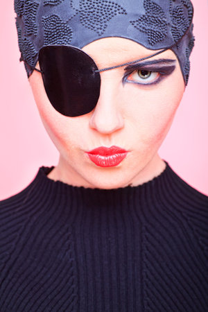 Fashion shot of an extravagant model. の写真素材