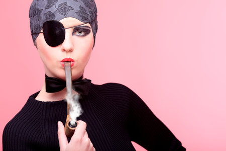 Fashion shot of an extravagant model. の写真素材