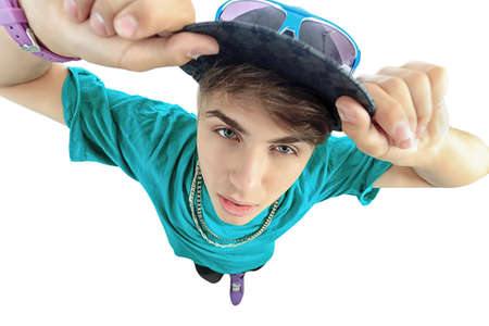 Stylish young man. Isolated over white background.の写真素材