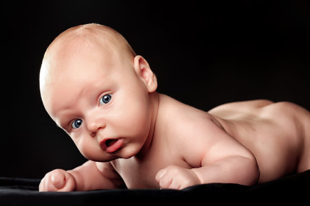Portrait of beautiful newborn baby.
