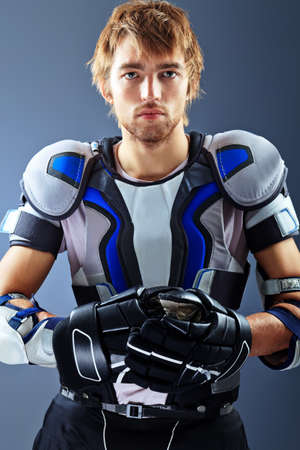 Portrait of a handsome boxer posing at studio.の写真素材