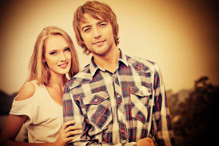 Portrait of a young people in love enjoying to be together.の写真素材