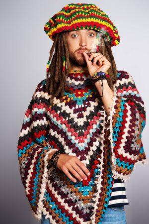 Portrait of a rastafarian young man.の写真素材