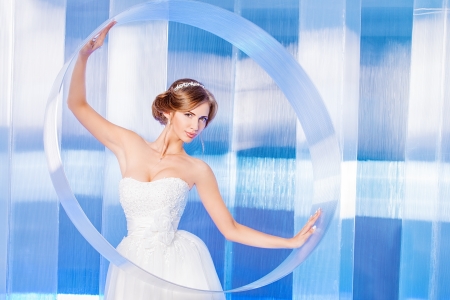 Portrait of a beautiful charming bride. High-tech style.の写真素材