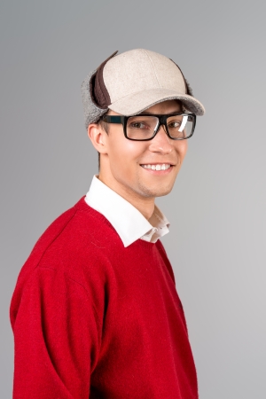 Modern handsome young man in spectacles. Studio shot.の写真素材