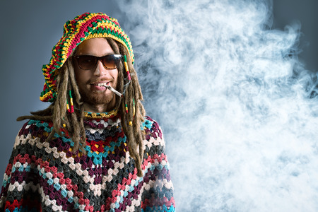 Portrait of a rastafarian young man.の写真素材