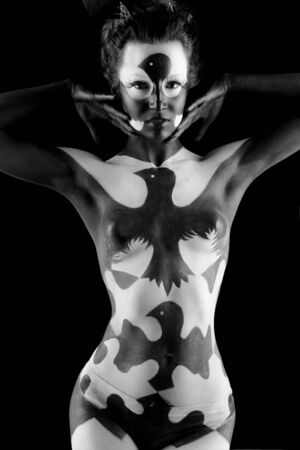 Bodypainting project: art, illusion, fantasy. Birds.の写真素材