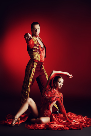 Professional dancers perform latino dance. Passion and expression.の写真素材