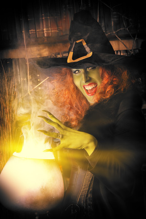 Fairy wicked witch in the wizarding lair. Magic. Halloween.の写真素材