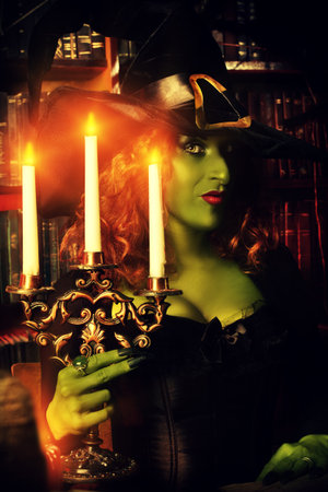Fairy wicked witch in the wizarding lair. Magic. Halloween.の写真素材