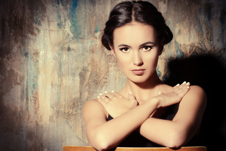 Close-up portrait of a beautiful elegant young woman. Art portrait.