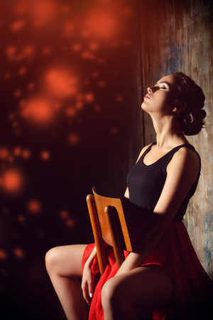 Art portrait of a beautiful Spanish girl. Latin dances.の写真素材