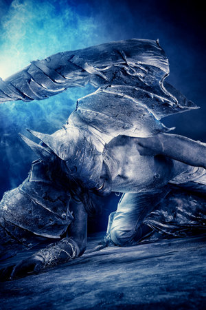 Horned devil. Halloween. Fantasy. Art project.の写真素材