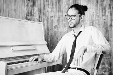 Pianist plays the piano.の写真素材