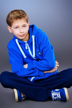 Portrait of a smiling teen boy.の写真素材