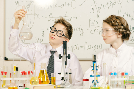Students doing experiments in the laboratory. Science and education.の写真素材