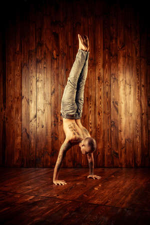Yoga. Yoga master practicing yoga. Meditation, concentration.の写真素材