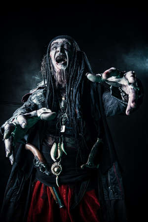 Horror novel character. Aggressive angry pirate, risen from the dead. Halloween.の写真素材