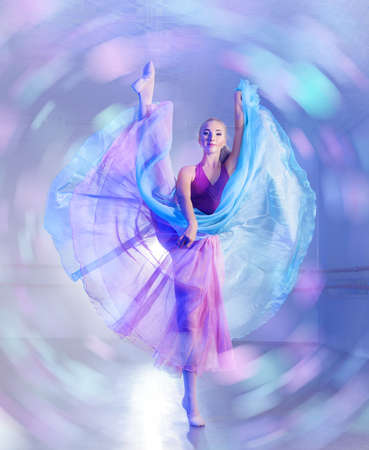 Art concept. Beautiful ballerina dancing in ballet class.の写真素材