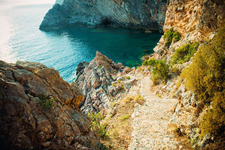 Adriatic coast in Croatia, Island Sipan. Beautiful scenery of the sea coast.の写真素材