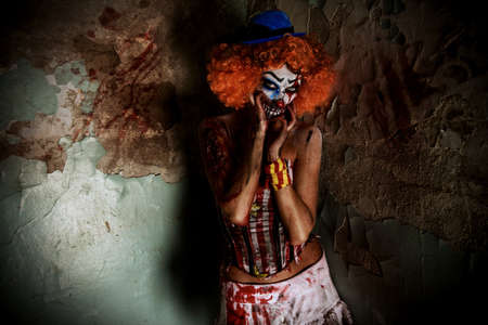 Bloody scary clown. Halloween. Horror.の写真素材